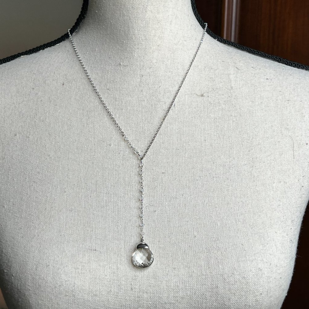 Sterling Silver 925 Quartz Moonstone Drop Pendant Necklace